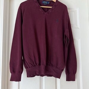 Ralph Lauren Red V-Neck Sweater Classic Knit